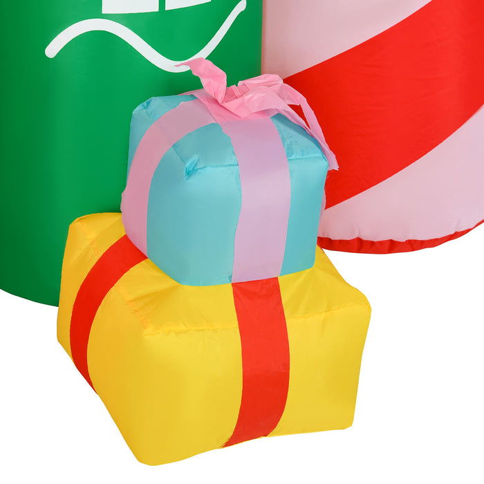 10FT Prelit Inflatable Candy Castle with Santa, Penguin & Reindeer with Flashing LED Lights - Outdoor Christmas Decoration - Monsta Online