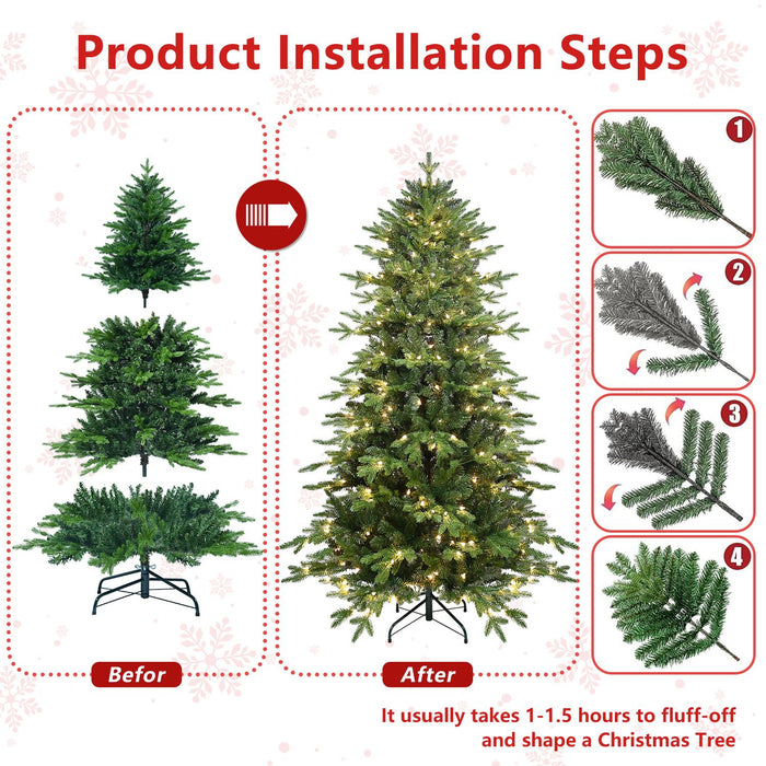 4FT Pre - Lit Artificial Christmas Tree — 919 PE/PVC Tips, 150 UL Incandescent Lights, Foldable Base - Monsta Online