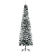 7.5FT Snow Flocked Pencil Artificial Christmas Tree — 738 Tips, Unlit, Slim Space - Saving, Metal Base - Monsta Online
