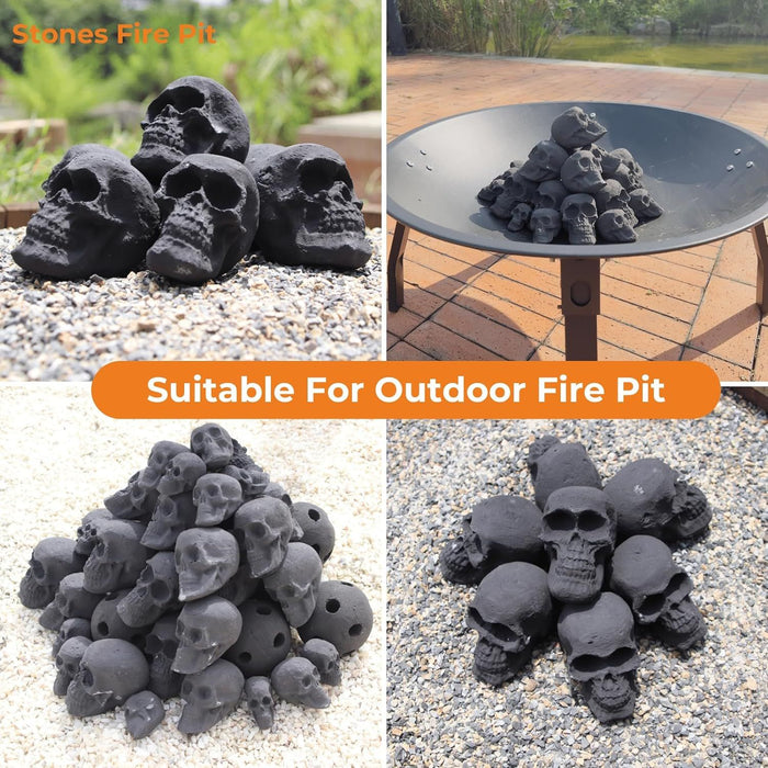 Halloween Ceramic Skull Fire Pit Decoration – 7pcs Reusable for Fireplace and Bonfire - Monsta Online