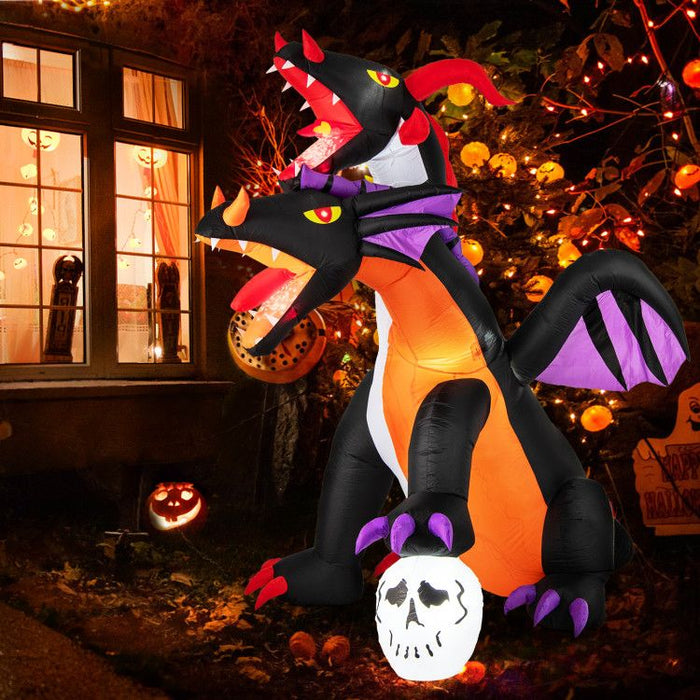 8ft Inflatable Twin - Headed Dragon with LED Lights - Monsta Online