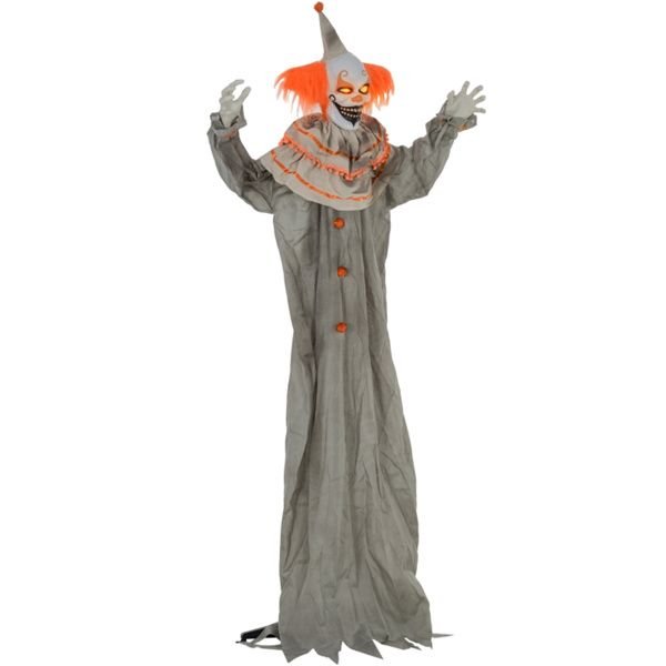 6ft Animatronic Halloween Clown – Moving Head and Arms with Red Glowing Eyes and Creepy Laughs - Monsta Online