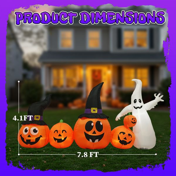 8FT Halloween Inflatable Pumpkins with Ghost – Lighted Blow Up Yard Decoration - Monsta Online