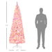 7.5FT Pre - Lit Pink Pencil Artificial Christmas Tree — 350 Warm White LED Lights, 700 Snow Tips, Steel Base - Monsta Online