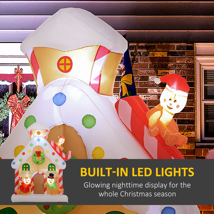 7FT Prelit Inflatable Gingerbread House with Happy Gingerbread Family and LED Lights - Outdoor Christmas Decoration - Monsta Online