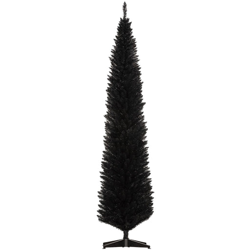 8FT Black Pencil Artificial Christmas Tree — 618 Tips, Unlit, Slim Skinny, Space - Saving, Plastic Base - Monsta Online