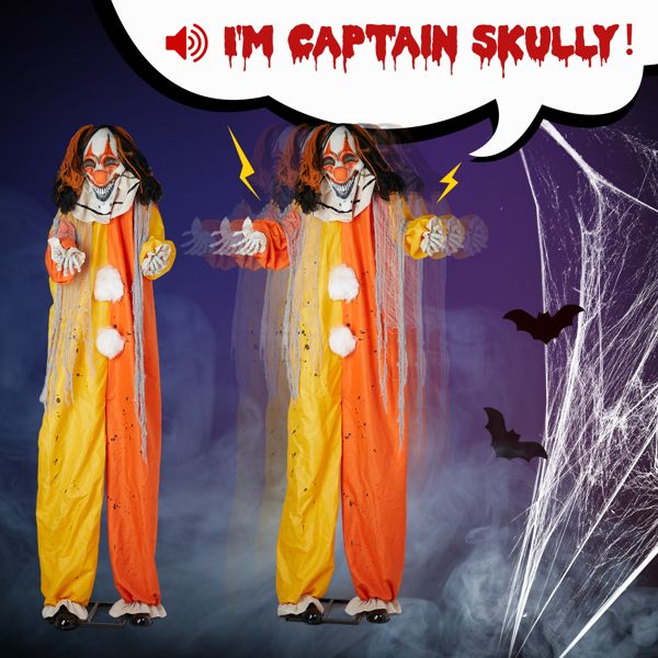 8.2ft Giant Animatronic Halloween Clown – Motion and Sound Activated with Red Glowing Eyes, Shaking Head and Creepy Phrases - Monsta Online