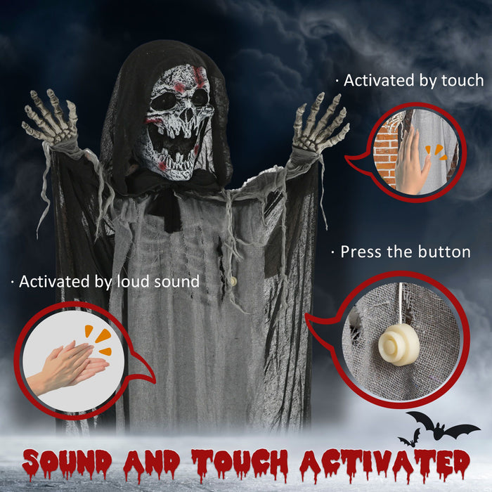 6ft Halloween Animatronic Skeleton Witch – Sound Activated with Light - Up Eyes, Glowing Chest and Creepy Chain Howls - Monsta Online