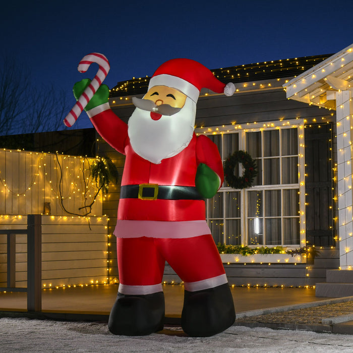 8FT Prelit Inflatable Santa Claus with Candy Cane and LED Lights - Outdoor Christmas Decoration - Monsta Online