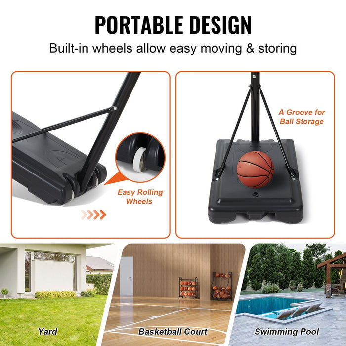 Adjustable 4–10ft Portable Basketball Hoop with Stable Weighted Base for All Ages - Monsta Online