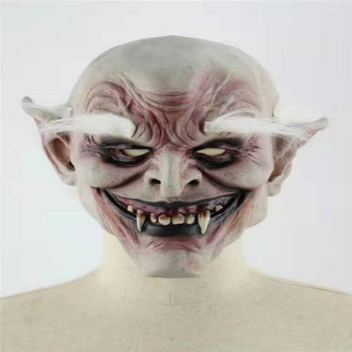 Halloween Evil Demon Elf Mask – Scary White - Eyed Latex Horror Costume, Cosplay - Monsta Online