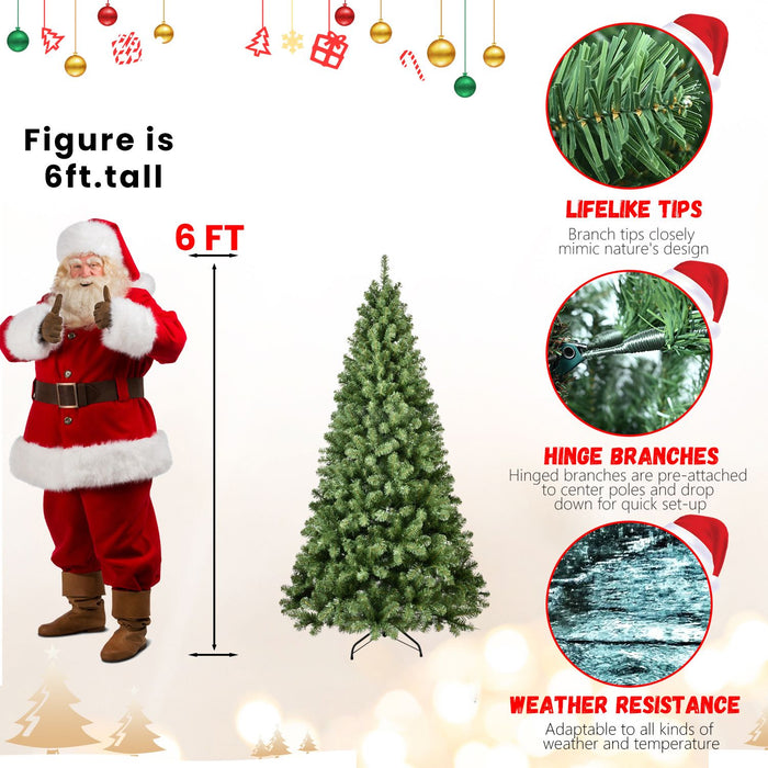 6FT Pre - Lit Artificial Christmas Tree — 300 UL Lights, Memory Wire, 779 Tips, Auto - Unfold, Metal Stand - Monsta Online