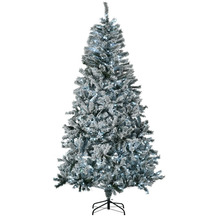 7.5FT Pre - Lit Snow Flocked Artificial Christmas Tree — 500 LED Lights, 1254 Tips, Auto - Open, Steel Base - Monsta Online