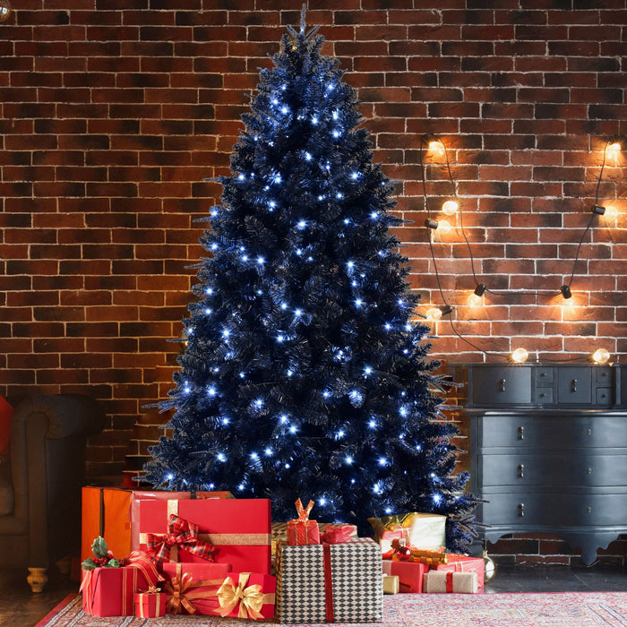 6FT Pre - Lit Black Artificial Christmas Tree — 1460 Tips, 350 Lights, Hinged Metal Stand - Monsta Online