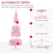 6FT Pink Pre - Lit Artificial Christmas Tree — 250 Warm White LEDs, 500 Tips, Snow Flocked, Auto - Open - Monsta Online