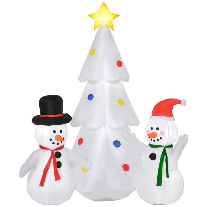 6FT Prelit Inflatable Christmas Tree with Star & Snowmen and LED Lights - Outdoor Christmas Decoration - Monsta Online