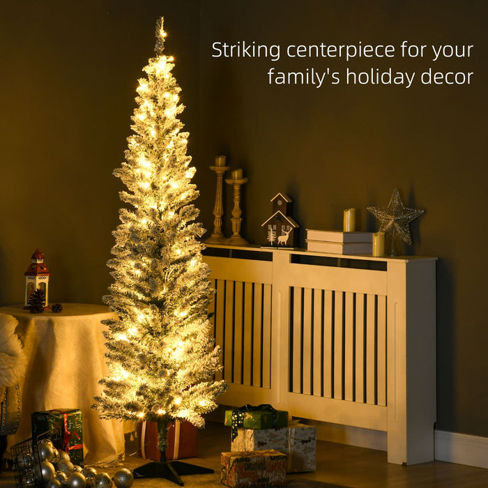 6FT Pencil Pre - Lit Artificial Christmas Tree — 170 Warm White LEDs, 390 Tips, Slim, Green - Monsta Online