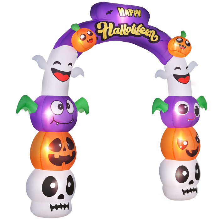 8ft Inflatable Halloween Archway with Pumpkins, Skulls, Ghosts and Bats - Monsta Online