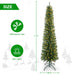 7FT Pre - Lit Pencil Artificial Christmas Tree — 200 Warm White LED, Slim, 469 Tips, Metal Stand - Monsta Online