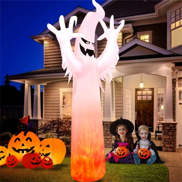 12FT Halloween Inflatable Ghost with Flame Light - Monsta Online