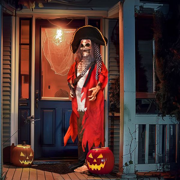 6.3ft Animatronic Halloween Pirate – Motion and Sound Activated with Shaking Head and Creepy Talking - Monsta Online