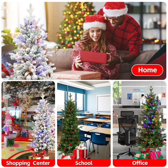 4FT Pre - Lit Artificial Christmas Tree — 100 Multi - Color LED, Glitter Light - Up Base, Berries & Pine Cones - Monsta Online