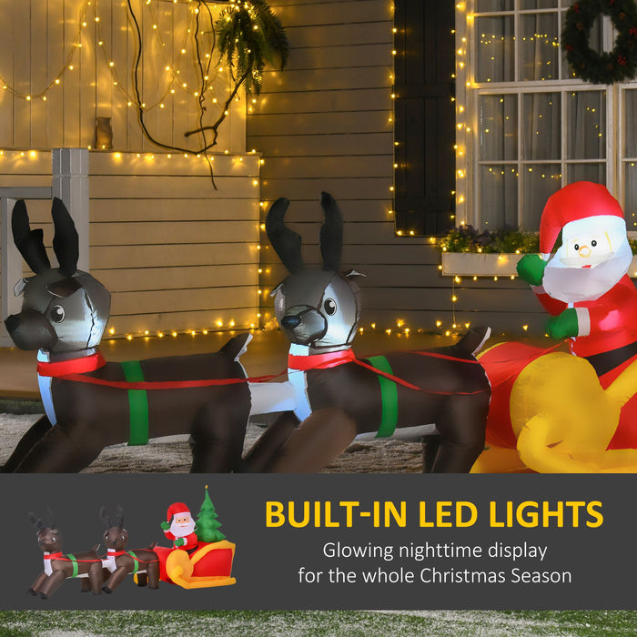 7FT Prelit Inflatable Santa with Sleigh, Reindeer & Tree with LED Lights - Outdoor Christmas Decoration - Monsta Online