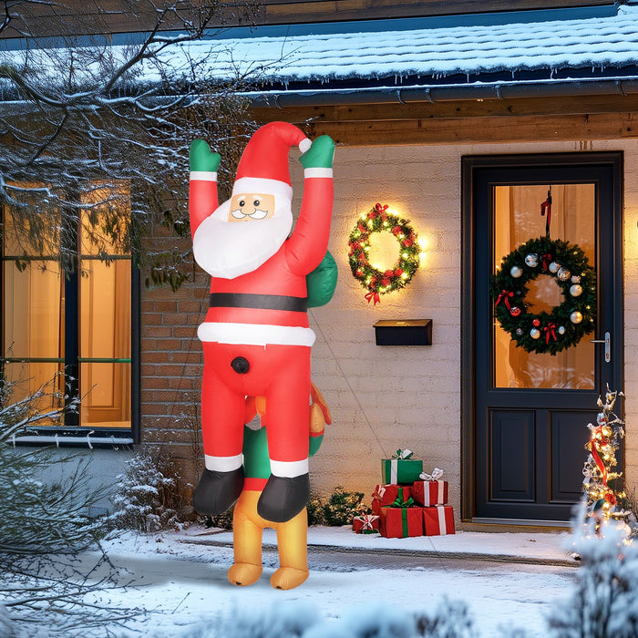 7FT Prelit Hanging Inflatable Santa with Playful Dog and LED Lights - Outdoor Christmas Decoration - Monsta Online