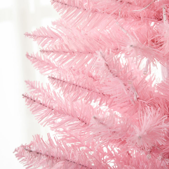 7FT Pink Pencil Pre - Lit Artificial Christmas Tree — 200 Warm White LEDs, 499 Tips, Slim Space - Saving - Monsta Online