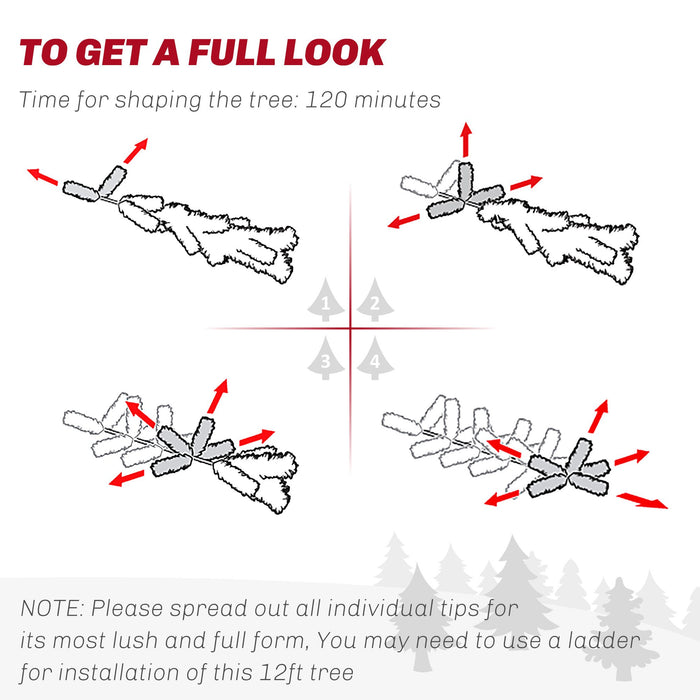 12FT Hinged Artificial Christmas Tree — 8410 Tips, Unlit, Full Realistic, Foldable Metal Stand - Monsta Online