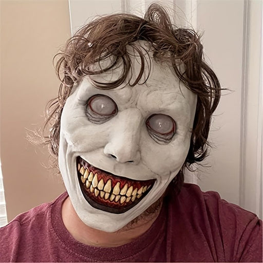 Halloween Evil Smiling Demon Mask – Terrifying Horror Costume Prop - Monsta Online