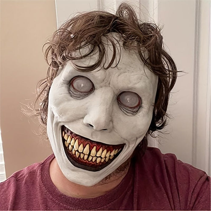 Halloween Evil Smiling Demon Mask – Terrifying Horror Costume Prop - Monsta Online