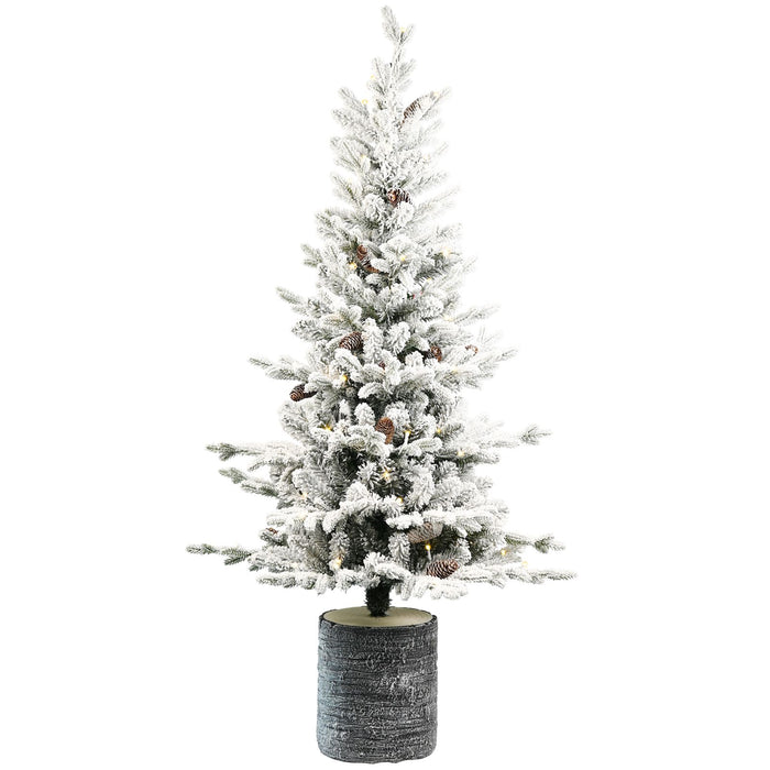 6.5FT Pre - Lit Snow Flocked Potted Christmas Tree — 350 Lights, Artificial Tree for Indoor/Outdoor - Monsta Online