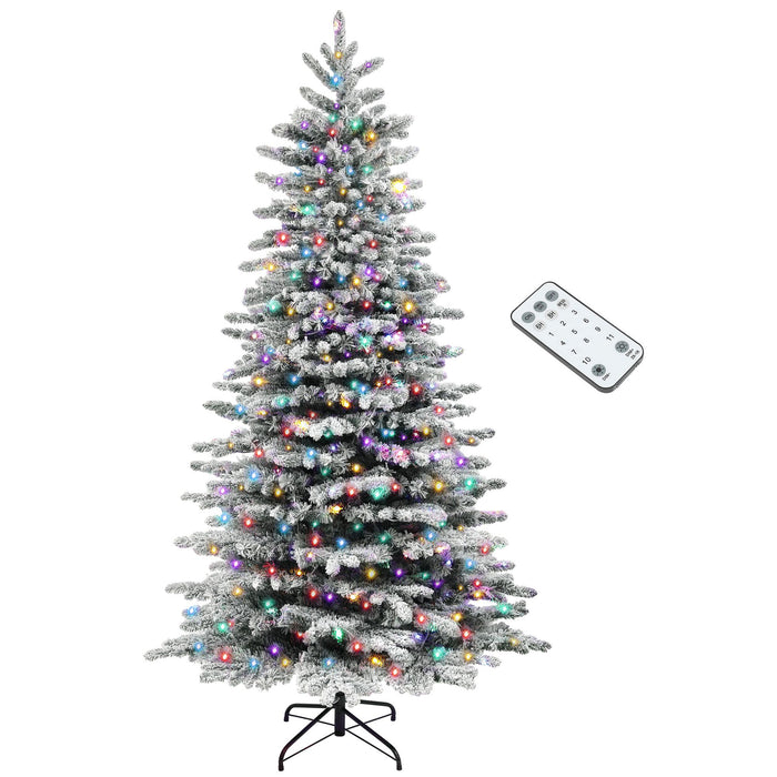 6.5FT Snow Flocked Pre - Lit Artificial Christmas Tree — 400 Dual - Color LEDs, 11 Modes, 990 Tips, Remote - Monsta Online