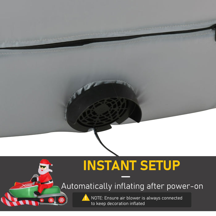 7FT Prelit Inflatable Santa Claus Driving Snowmobile with LED Lights - Outdoor Christmas Decoration - Monsta Online