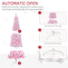 6FT Pink Snow Flocked Pencil Artificial Christmas Tree — 520 Tips, Unlit, Auto - Open Hinged, Steel Base - Monsta Online