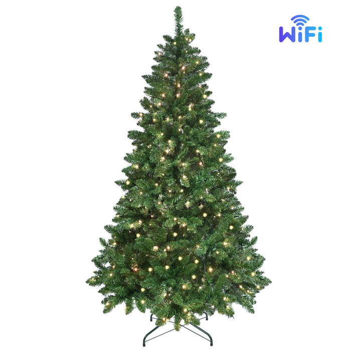 9FT Pre - Lit Smart Artificial Christmas Tree — 620 WiFi RGB LED, Music Sync, App Control, Hinged, Metal Stand - Monsta Online
