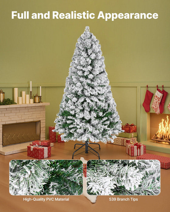 4FT Pre - Lit Flocked Artificial Christmas Tree — 539 Tips, 120 Warm White LEDs, 8 Modes, Metal Stand - Monsta Online