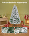 4FT Pre - Lit Flocked Artificial Christmas Tree — 539 Tips, 120 Warm White LEDs, 8 Modes, Metal Stand - Monsta Online
