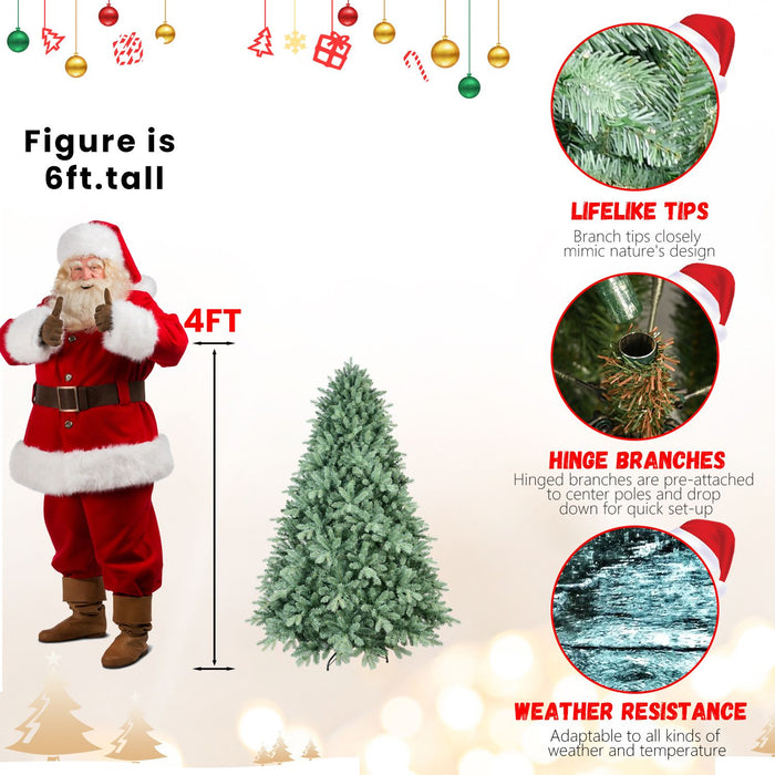 4FT Blue - Green Artificial Christmas Tree — 592 Tips, PE+PVC, Full Shape, Hinged, Metal Stand - Monsta Online