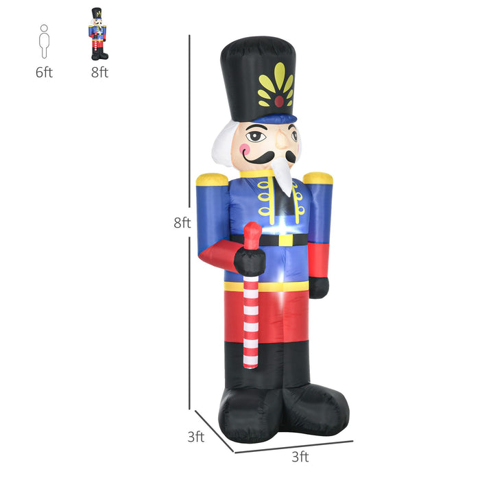 8FT Prelit Inflatable Nutcracker Toy Soldier with Scepter and LED Lights - Outdoor Christmas Decoration - Monsta Online