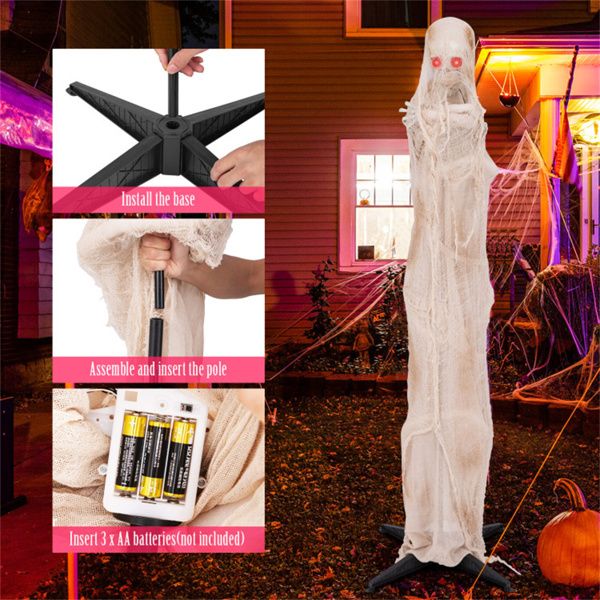 6ft Animatronic Halloween Mummy – Sound Activated with Red LED Glowing Eyes and Posable Body - Monsta Online