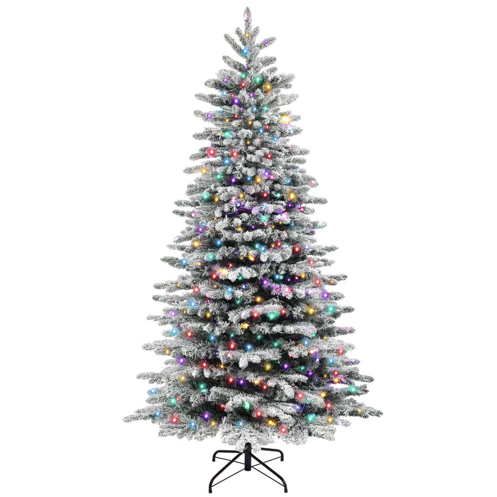 6.5FT Snow Flocked Pre - Lit Artificial Christmas Tree — 400 Dual - Color LEDs, 11 Modes, 990 Tips, Remote - Monsta Online