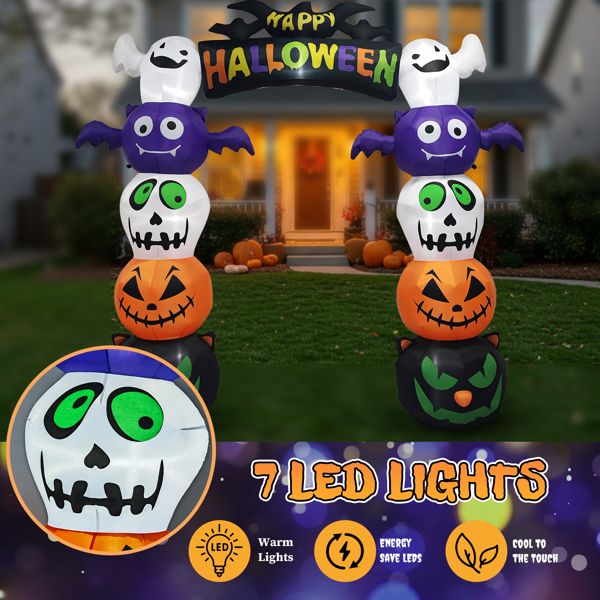 8.2FT Halloween Inflatable Pumpkin Archway with LED Lights – Giant Blow Up Halloween Decoration - Monsta Online