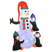 6FT Prelit Inflatable 3 Penguins Building Snowman with Swirling LED Lights - Outdoor Christmas Decoration - Monsta Online