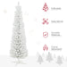 6FT Snow Flocked White Pencil Artificial Christmas Tree — 390 Tips, Slim Shape, Metal Stand - Monsta Online