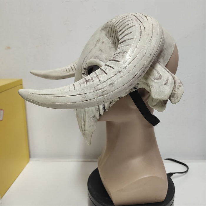Halloween Cow Skull Horn Mask – Scary Animal Head Latex Costume Prop - Monsta Online