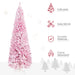 7.5FT Flocked Pink Pencil Artificial Christmas Tree — 800 Snow Tips, Unlit, Auto - Open, Slim Space - Saving - Monsta Online