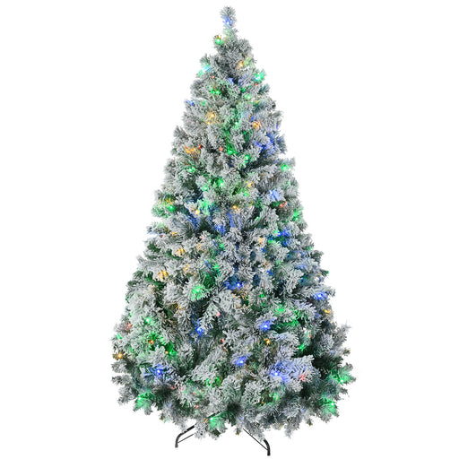 6FT Pre - Lit Snow Flocked Artificial Christmas Tree — 350 LED Lights, 8 Modes, 607 Tips, Steel Base - Monsta Online