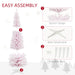 7FT Flocked Pink Pencil Artificial Christmas Tree — 499 Snow Tips, Unlit, Slim Space - Saving, Metal Base - Monsta Online